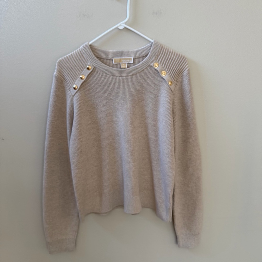Michael Kors Beige Sweater with Gold Accents, Sz M